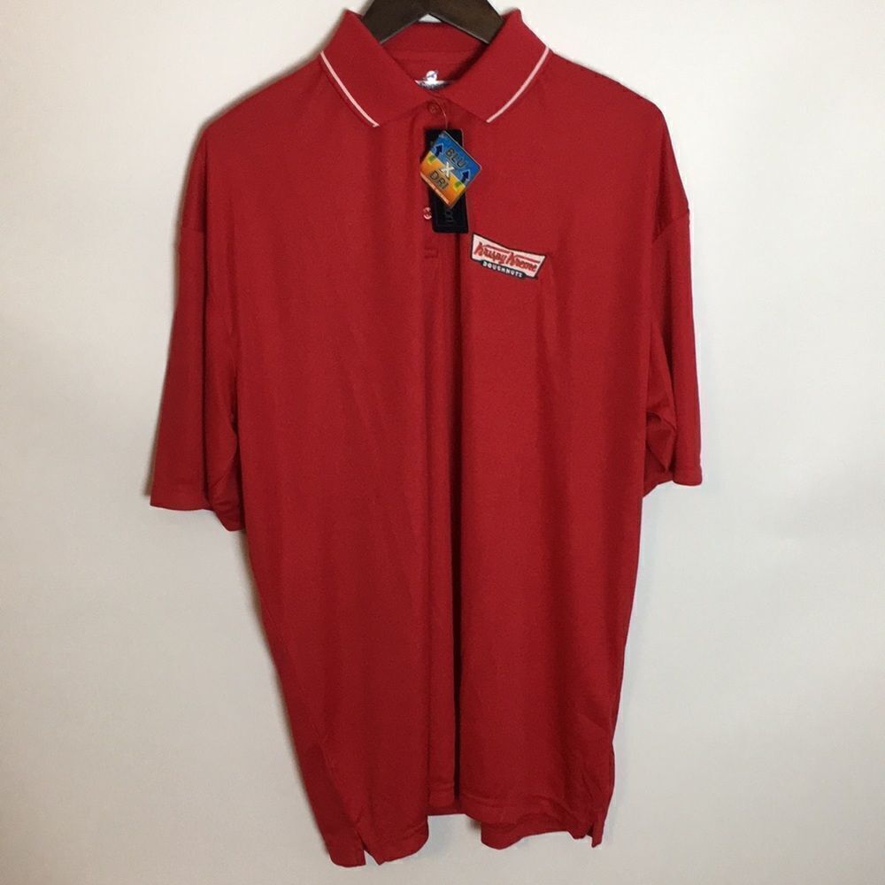 NWT women’s Krispy Kreme Polyester Moisture Wicking Red Polo Shirt Sz 3XL